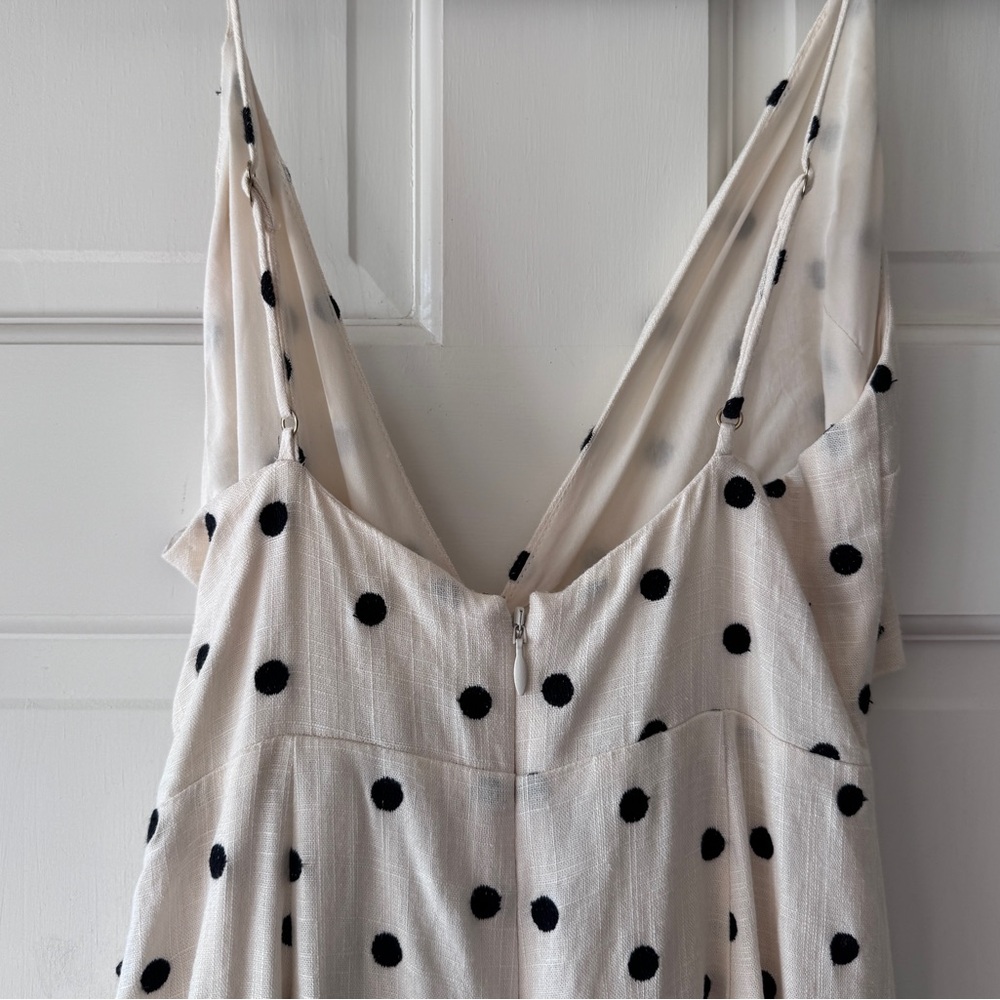 Tularosa-Revolve Lainey Polka Dot Jumpsuit Ivory and Black Size XXS Linen Blend - Picture 8 of 10